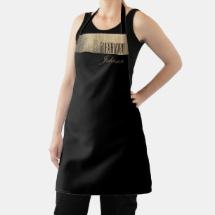 Der einfache Name Gold und Black Schürze