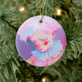 Der einsame rosa Clown Keramik Ornament