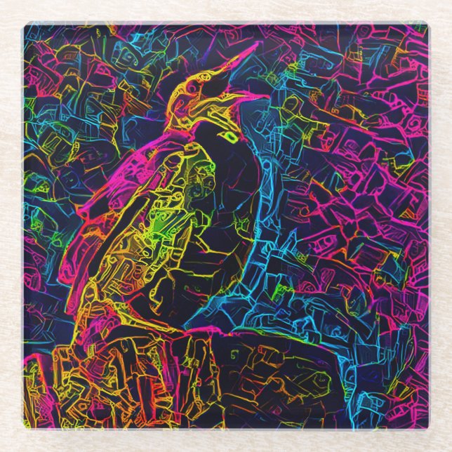 Der einsame Vogel 3 Glasuntersetzer (Vorderseite)