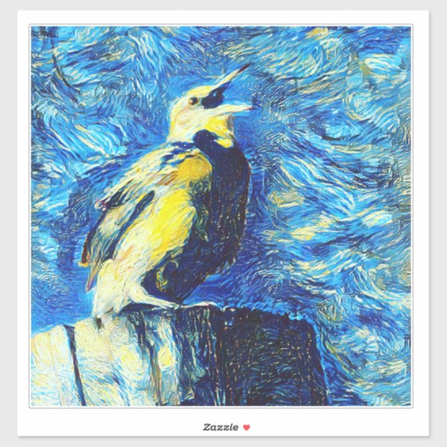 Der einsame Vogel im VanGogh-Stil  Aufkleber (Blatt)