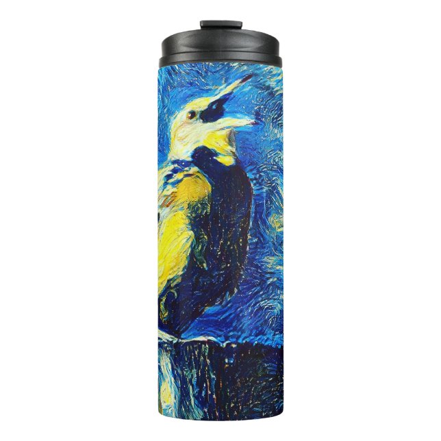 Der einsame Vogel-VanGogh-Stil Thermosbecher (Vorderseite)