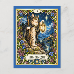 Der Einsiedlerkatzen-Tarot - Einsamkeit und Weishe Postkarte