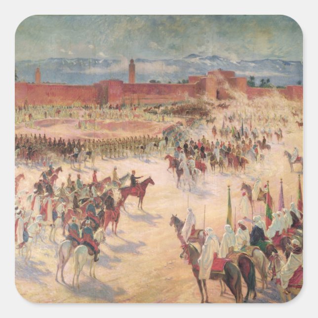 Der Eintritt von General Lyautey & General Mangin Quadratischer Aufkleber (Vorderseite)