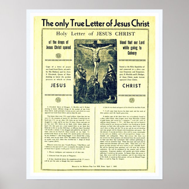 Der einzige wahre Buchstabe Jesu Christi Poster (Vorne)