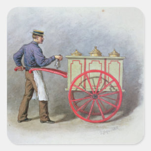 Der Eiscreme-Verkäufer, 1895 Quadratischer Aufkleber