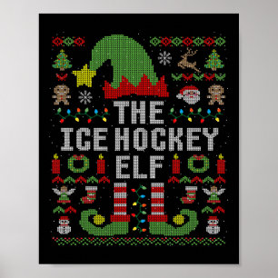 Der Eishockey-Elf hässliche Weihnachts-Passende-Fa Poster