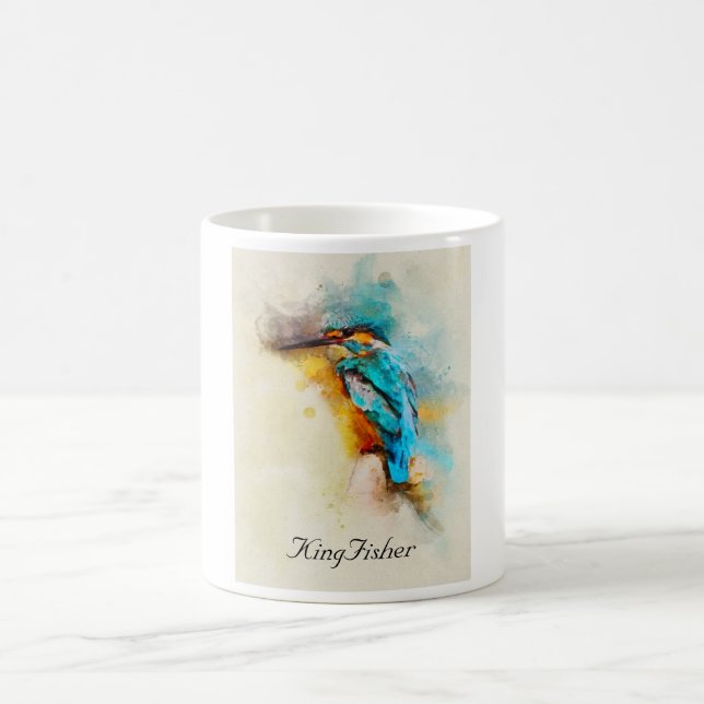 Der Eisvogel in einer schönen Aquarellfarbe Kaffeetasse (Mittel)