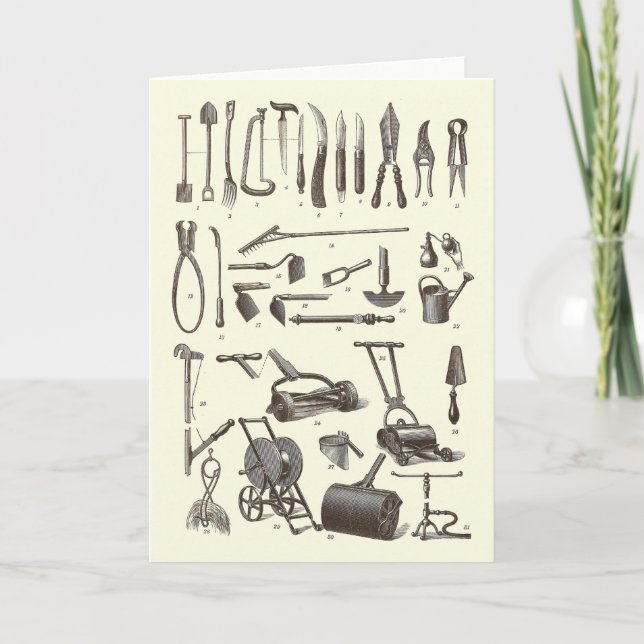 Der elegante Garten - Antique Garden Tools Karte (Vorderseite)