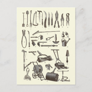 Der elegante Garten - Antique Garden Tools Postkarte