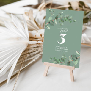 Der elegante Hochzeitstisch mit grünem Eukalyptus Einladung
