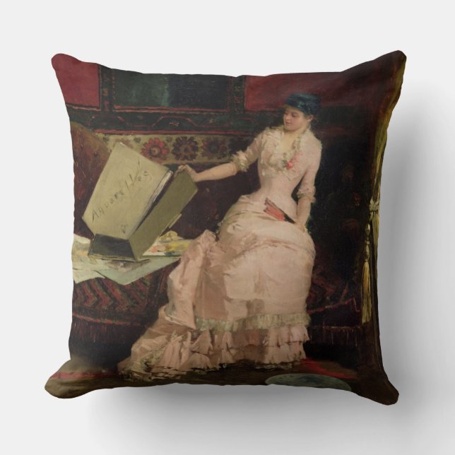 Der elegante Kenner, 1883 (Öl auf Leinwand) Kissen (Vorderseite)