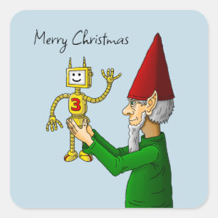 Der Elf aus der Werkstatt des Weihnachtsmanns Quadratischer Aufkleber