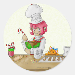 Der Elf Baker Sticker! Runder Aufkleber
