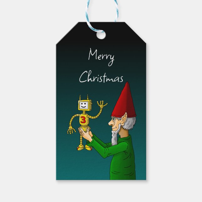 Der Elf & Roboter auf einem Geschenkstempel Geschenkanhänger (Vorderseite)