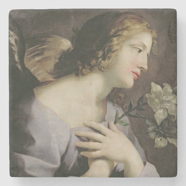 Der Engel der Ankündigung, c.1650 Steinuntersetzer (Vorderseite)