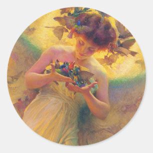 Der Engel der Vögel Runder Aufkleber