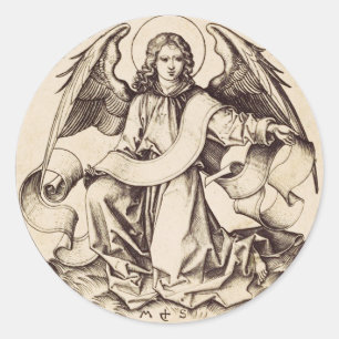 Der Engel des heiligen Matthäus - Kunstsymbol Runder Aufkleber