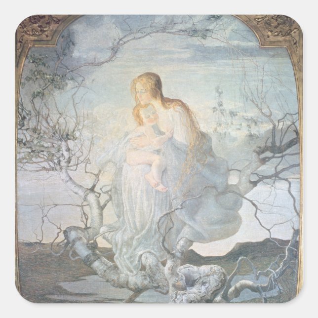 Der Engel des Lebens, 1894 Quadratischer Aufkleber (Vorderseite)