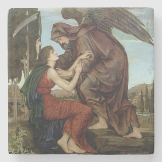 Der Engel des Todes (Mitgefühl am Ende des Lebens) Steinuntersetzer (Vorderseite)