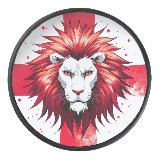 Der englische Löwe Eishockey Puck (Vorderseite)