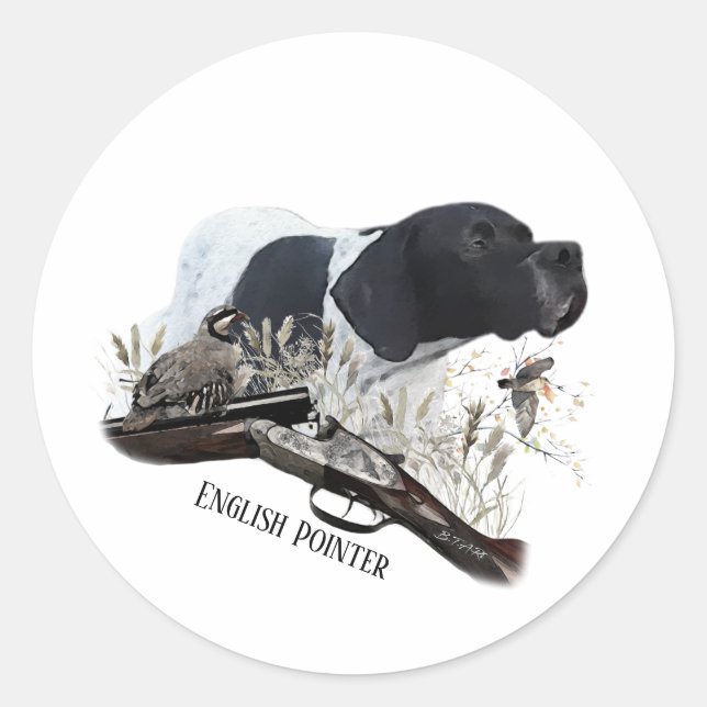 Der englische Pointer Runder Aufkleber (Vorderseite)