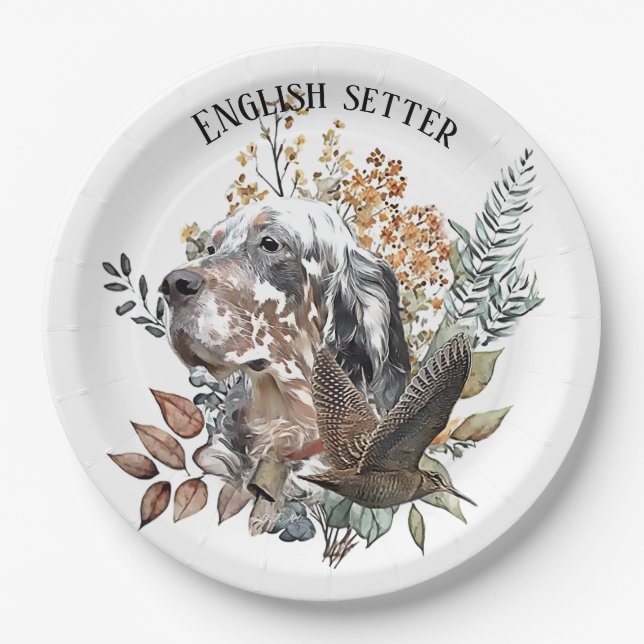 Der englische Setter , Die Jagd auf die Woodcock , Pappteller (Vorderseite)