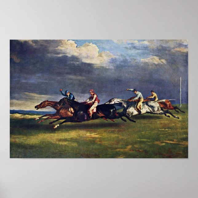 Der Epsom Derby von Géricault Jean Louis Théodore  Poster (Vorne)