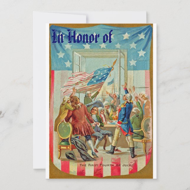 Der erste Amerikanische Unabhängigkeitstag Vintage Einladung (Vorderseite)