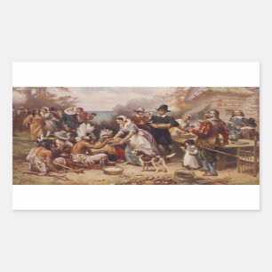 Der erste Erntedank 1621% pipe% c.1932 Rechteckiger Aufkleber