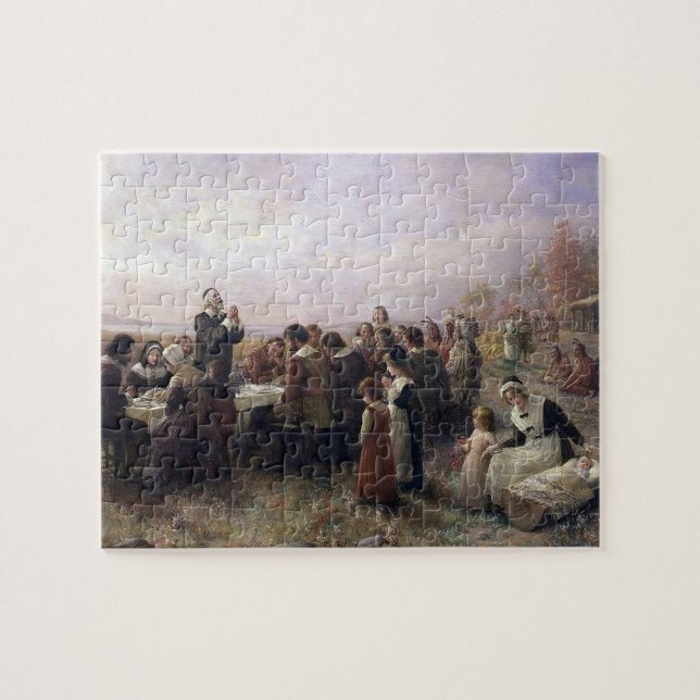 Der erste Erntedank in Plymouth von Brownscombe (Horizontal)