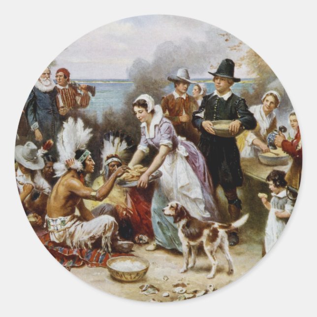 Der erste Erntedank Runder Aufkleber (Vorderseite)