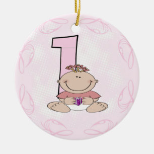 Der erste Geburtstag des Mädchens Keramikornament