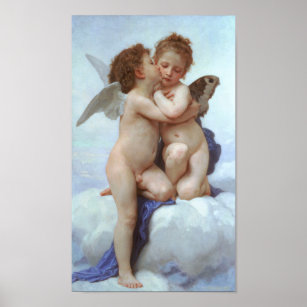 Der erste Kuss, Amor und Psyche, Bouguereau Poster