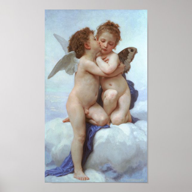 Der erste Kuss, Amor und Psyche, Bouguereau Poster (Vorne)