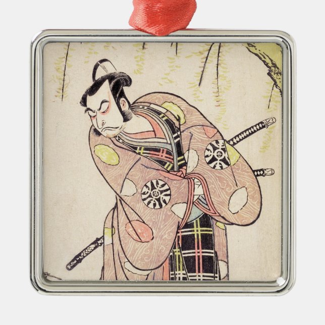 Der erste Nakamura Nakazo als Samurai stehend Ornament Aus Metall (Vorne)