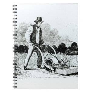 Der erste Rasenmäher (Stich) (b/w Foto) Notizblock