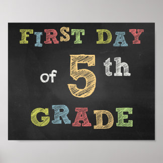 Der erste Tag der 5. Klasse - Chalkboard Poster