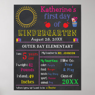 Der erste Tag der Schule Unterschrift Chalkboard C Poster