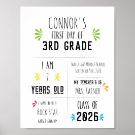 Der erste Tag der Schulsigne des Kindes Poster
