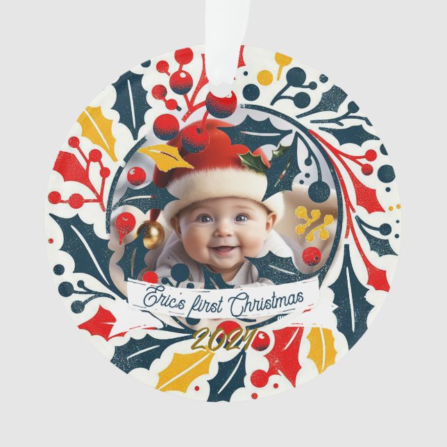 Der erste Tribal-Kranz des Babys Ornament (Vorderseite)