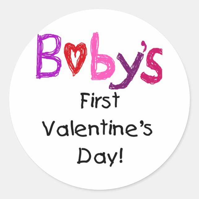 Der erste Valentinstag des Babys Runder Aufkleber (Vorderseite)