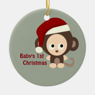 Der erste Weihnachtsaffe des niedlichen Babys Keramik Ornament