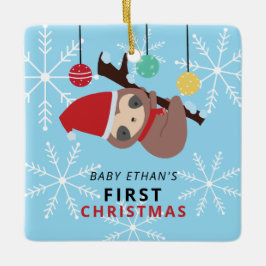 Der erste Weihnachtsfest in Kawaii im Winter Keramikornament