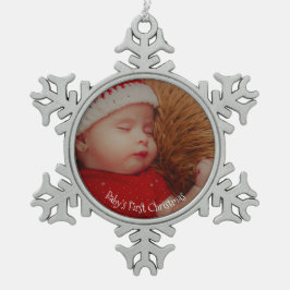 Der erste Weihnachtskuchen Ihres Fotos Baby Schneeflocken Zinn-Ornament