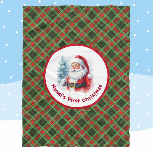 Der erste Weihnachtsmann des Babys Name Santa Clau Fleecedecke