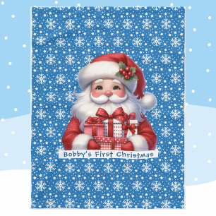 Der erste Weihnachtsmann des Babys Name Santa Clau Fleecedecke