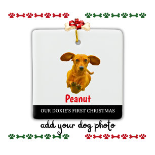 Der erste Weihnachtsnamen unserer Dackel Keramikornament