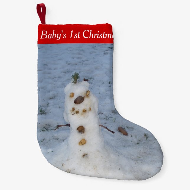 Der erste Weihnachtsschneemann des Babys Niedlich Kleiner Weihnachtsstrumpf (Vorderseite)