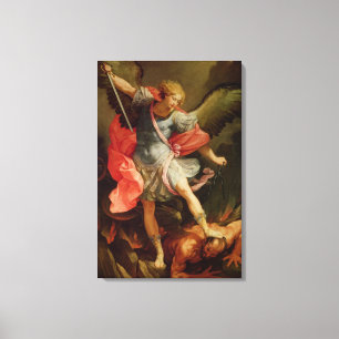 Der Erzengel Michael, der Satan besiegt Leinwanddruck