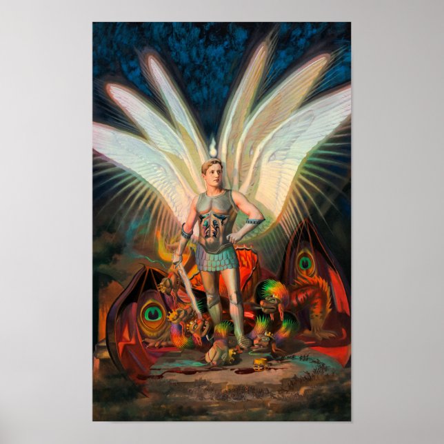Der Erzengel Michael schlägt den Drachen Poster (Vorne)